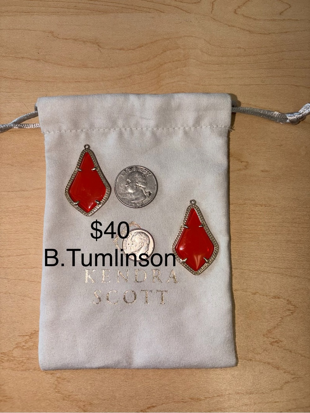 Kendra Scott Orange Red Lyric Pendant Pair